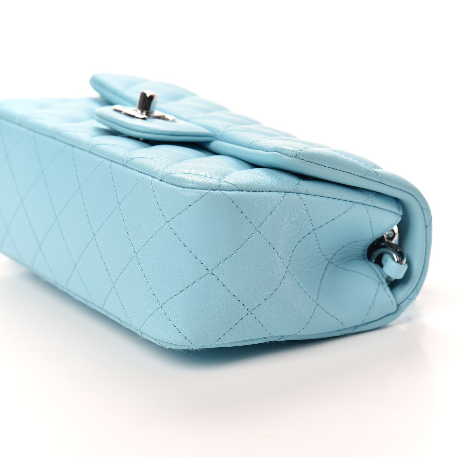 Chanel Lambskin Quilted Mini Rectangular Flap Neon Blue 7 of 9