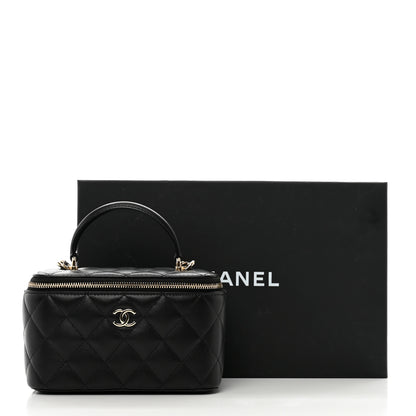 Chanel Lambskin Quilted Small Top Handle Vanity Case With Chain Black 9 of 9