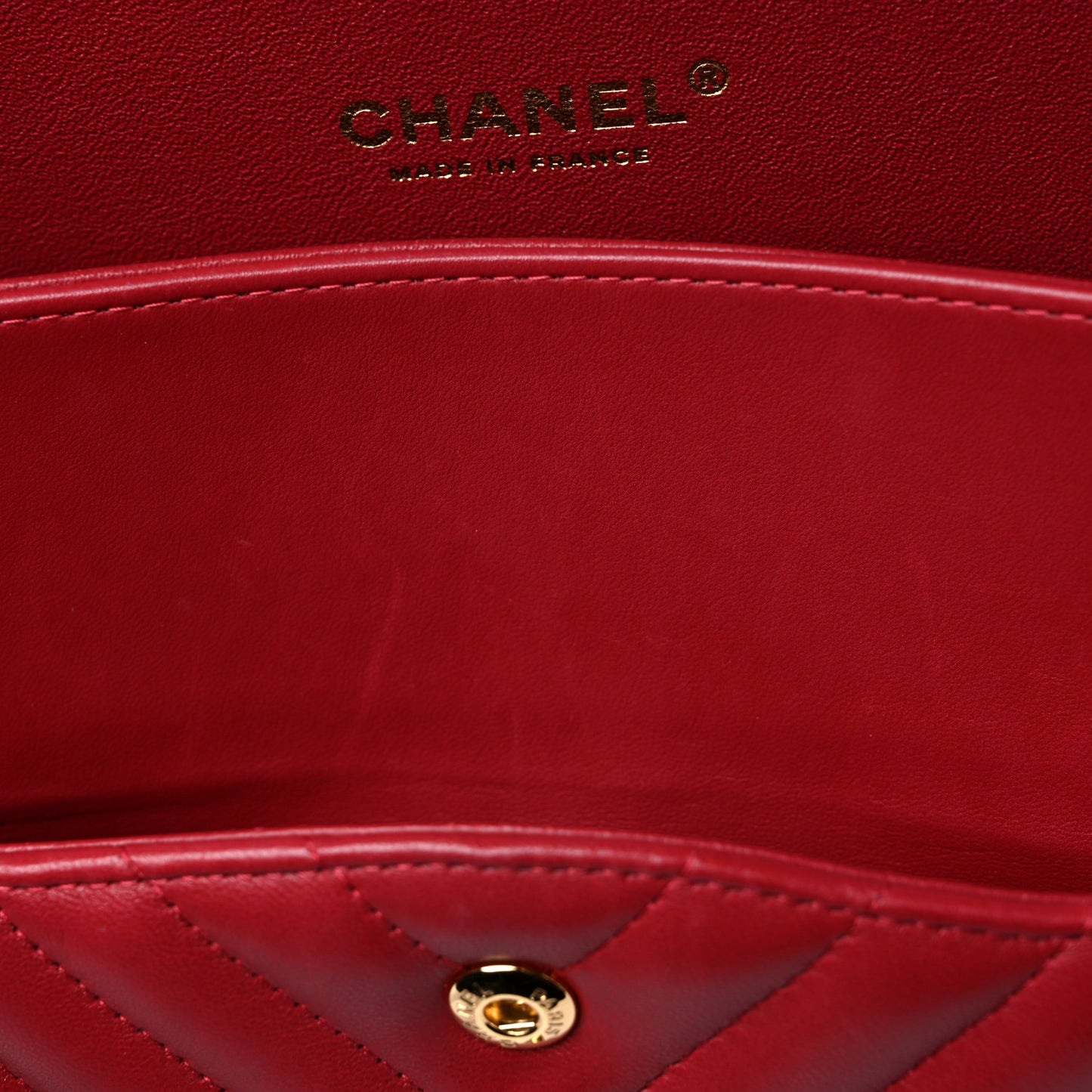 Lambskin Chevron Quilted Jumbo Double Flap Dark Red