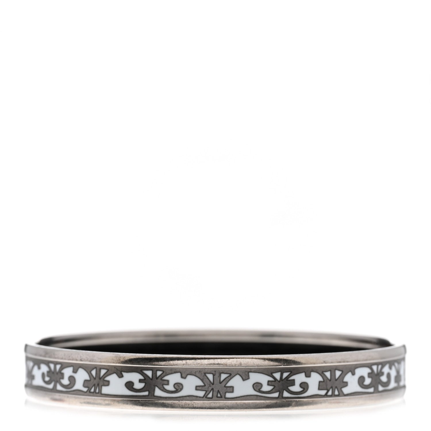 Hermes Enamel Printed Narrow Balcons Du Guadalquivir Bracelet 65 Platine 3 of 5