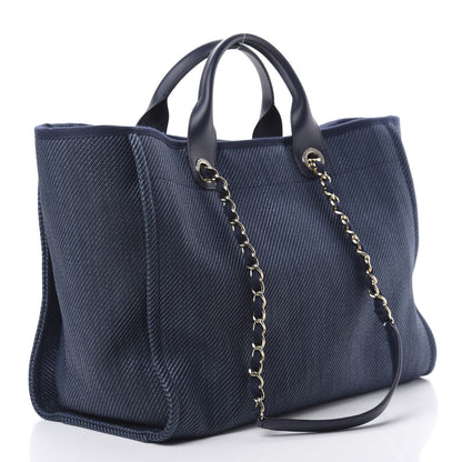 Chanel Denim Medium Deauville Tote Dark Blue 3 of 12