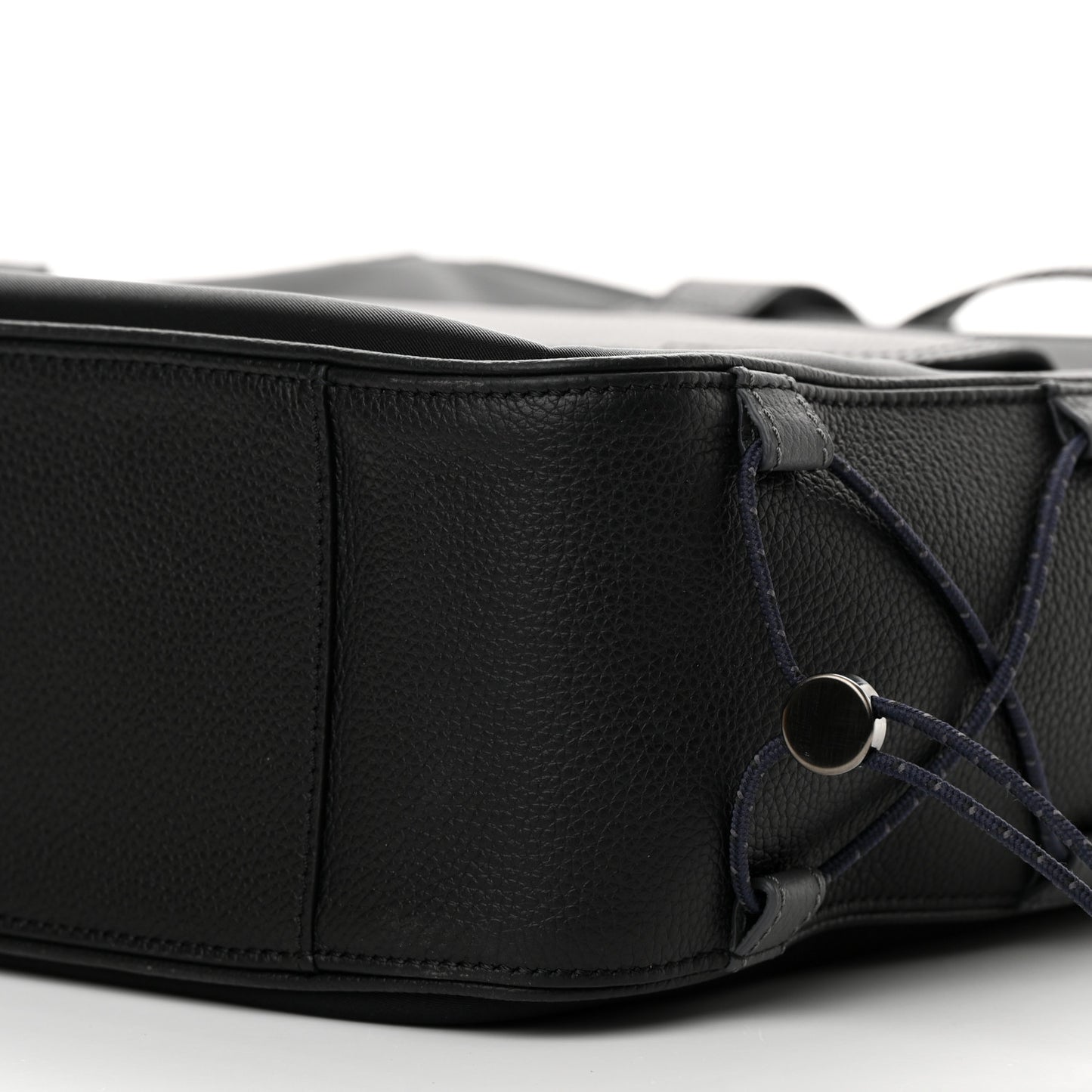 Nylon Grained Calfskin Saddle Tote Black