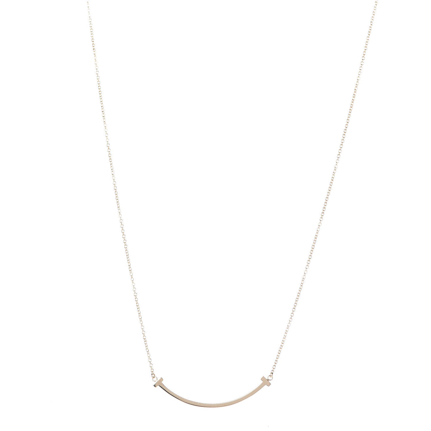 18K Yellow Gold Small T Smile Pendant Necklace