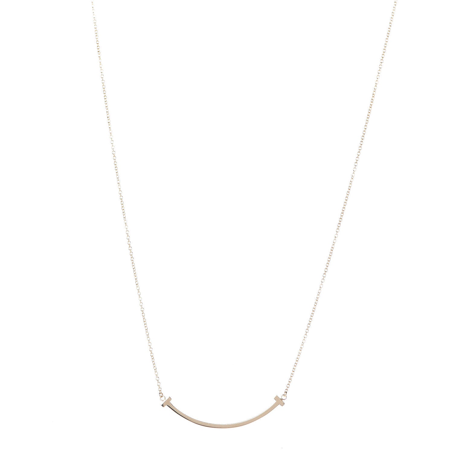 Tiffany 18K Yellow Gold Small T Smile Pendant Necklace 1 of 6