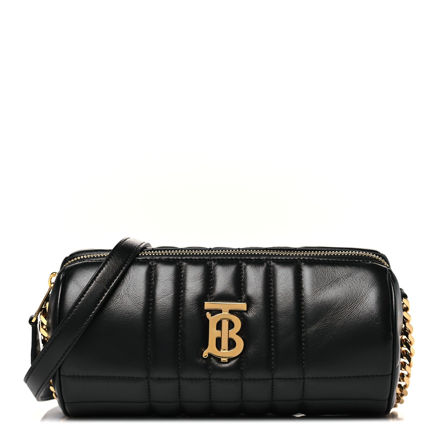 Burberry Lambskin Exploded Quilted Check New Barrel Bag Black 1 of 10