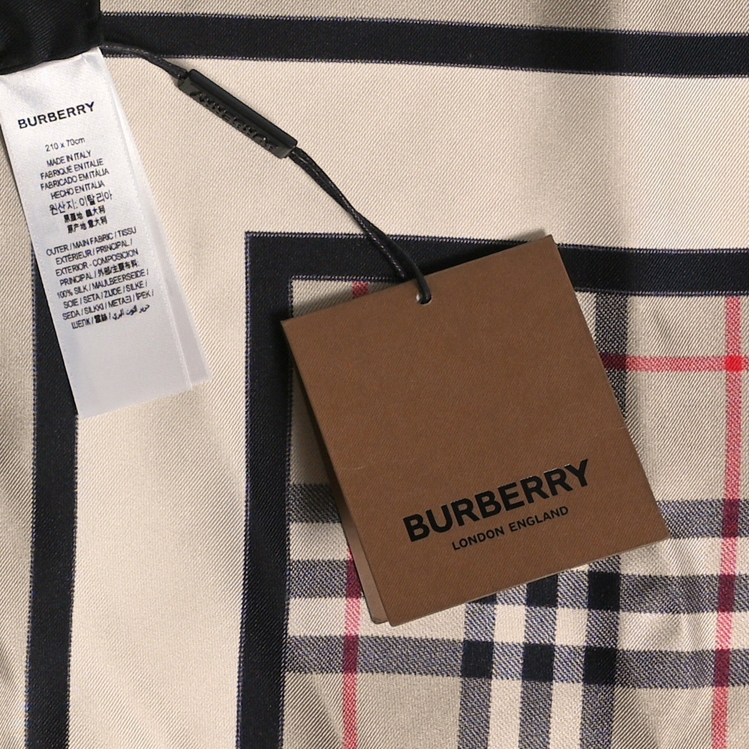 Burberry Silk Monogram Icon Stripe Check Print Scarf Archive Beige 4 of 4