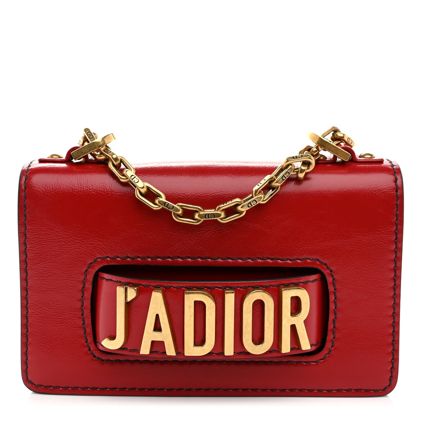 Calfskin Mini J'Adior Chain Flap Bag Spicy Red