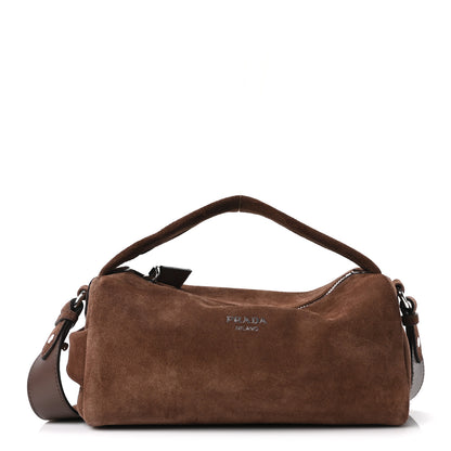Prada Scamosciato Top Handle Shoulder Bag Cacao 1 of 9