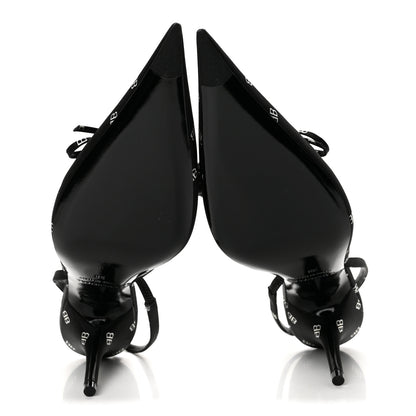 Balenciaga Satin BB Logo Pointed Toe Knife Slingback Mules 38 Black White 6 of 11