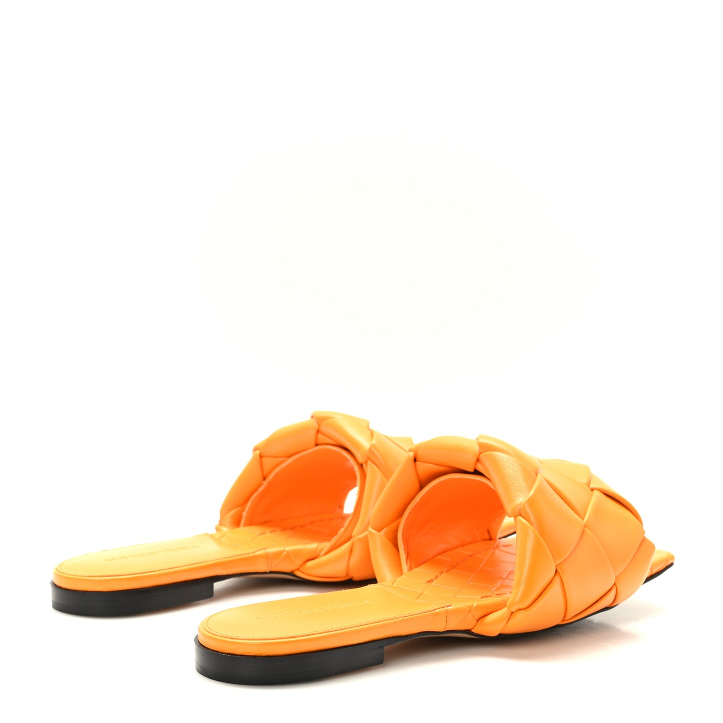 Nappa Maxi Intrecciato Lido Flat Sandals 39 Tangerine