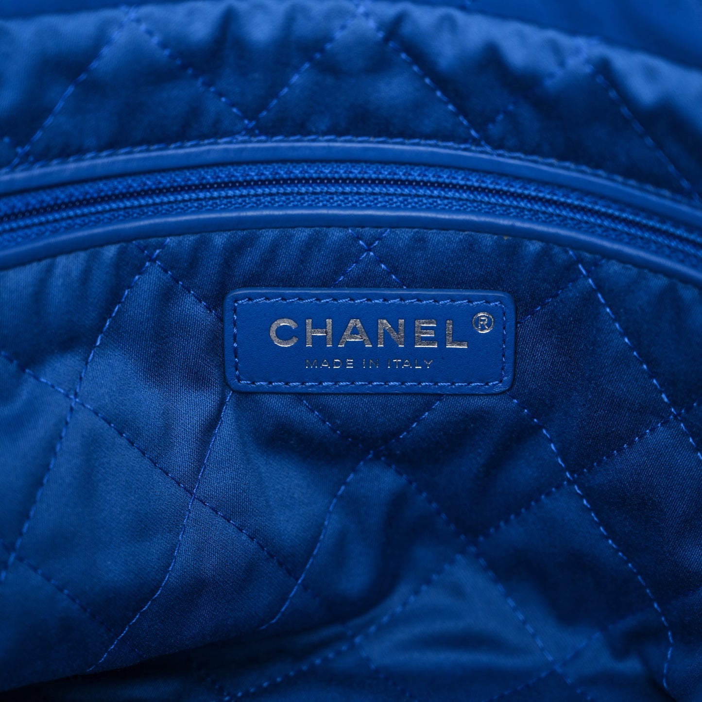 Shiny Calfskin Quilted Small Chanel 22 Dark Blue