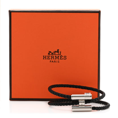 Hermes Swift Double Wrap Cord Tournis Tresse Bracelet T3 Black 6 of 6