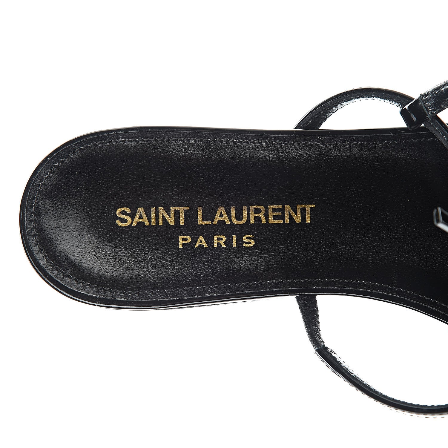 Saint Laurent Patent Calfskin Cassandra Monogram Sandals 36.5 Black 5 of 8