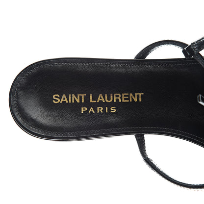 Saint Laurent Patent Calfskin Cassandra Monogram Sandals 36.5 Black 5 of 8