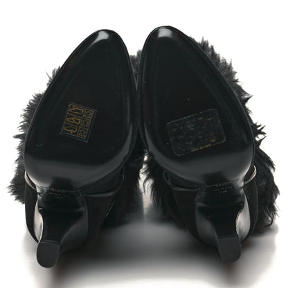Saint Laurent Suede Faux Fur Jokull 105 Over The Knee Boots 38 Black 5 of 7