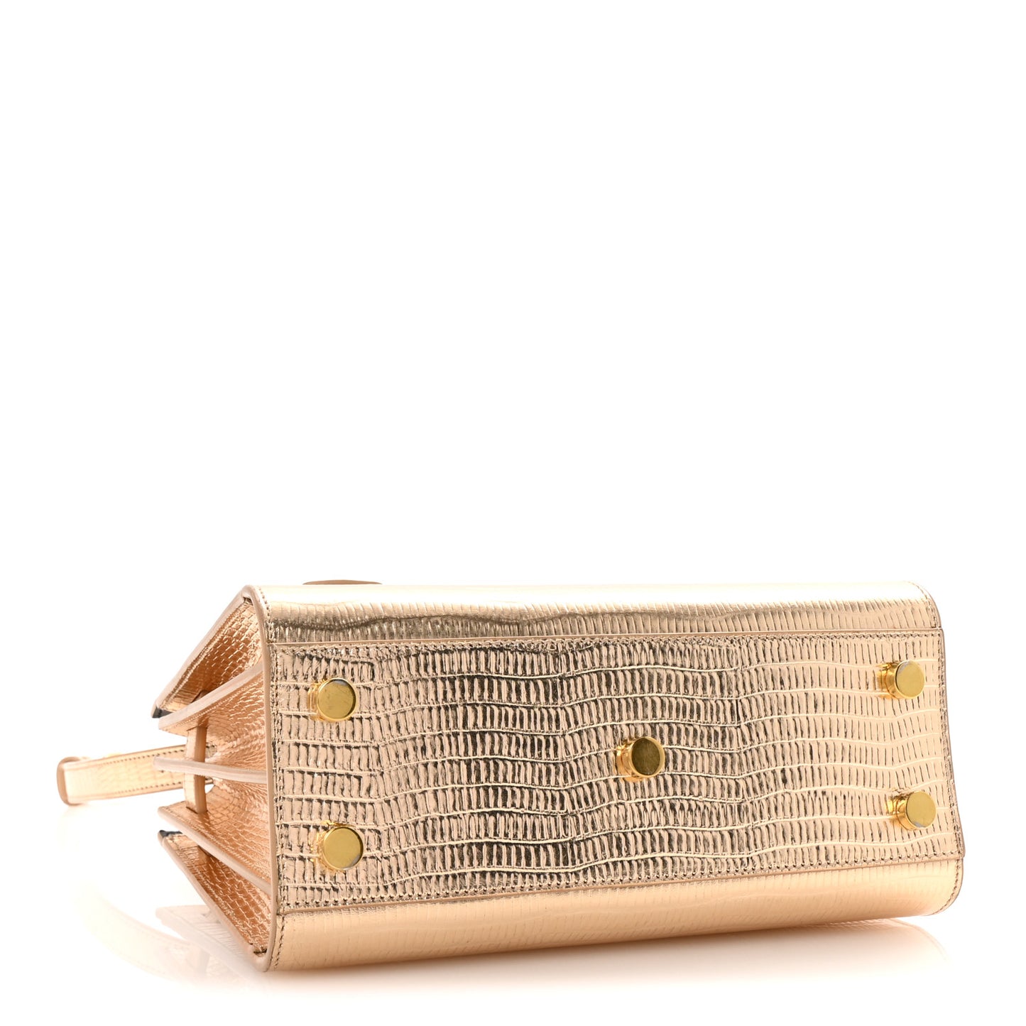 Metallic Calfskin Lizard Embossed Nano Sac De Jour Gold