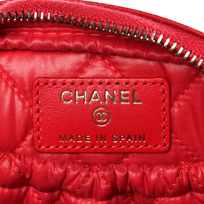 Chanel Caviar Quilted Small Curvy Pouch Cosmetic Case Red 6 of 11