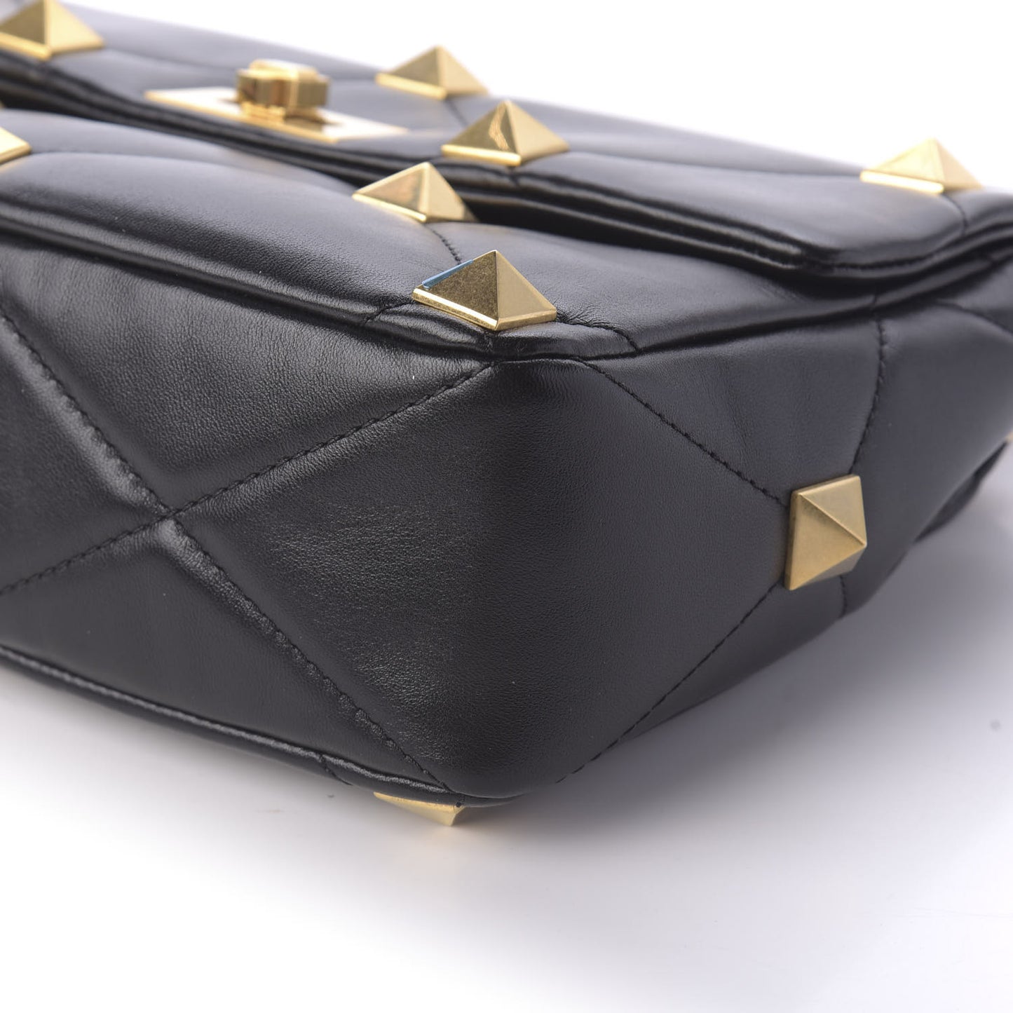 Nappa Large Roman Stud Shoulder Bag Black