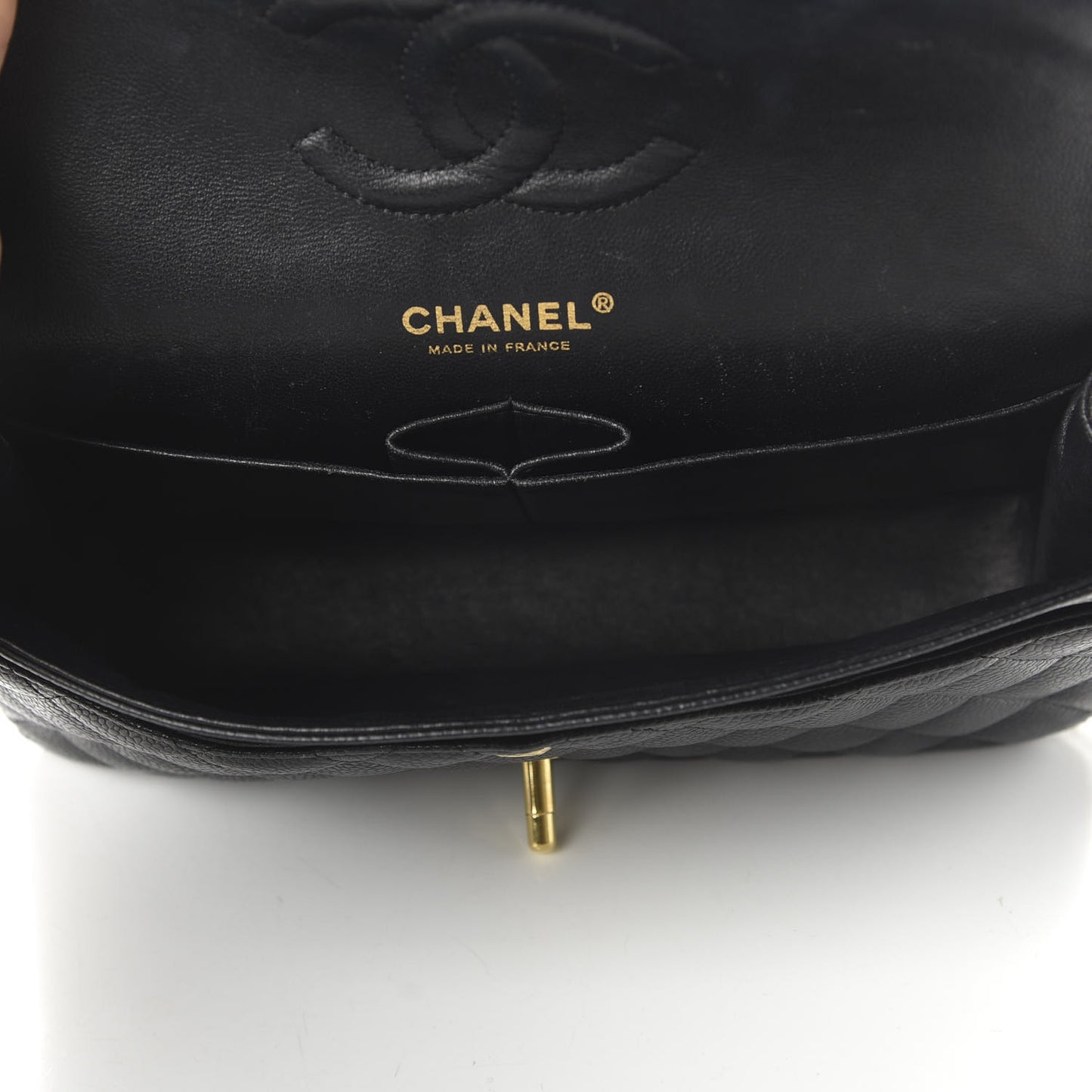 Caviar Quilted Medium Double Flap Black