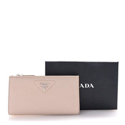 Prada Vitello Daino Triangle Continental Zip Wallet Ninfea 8 of 8