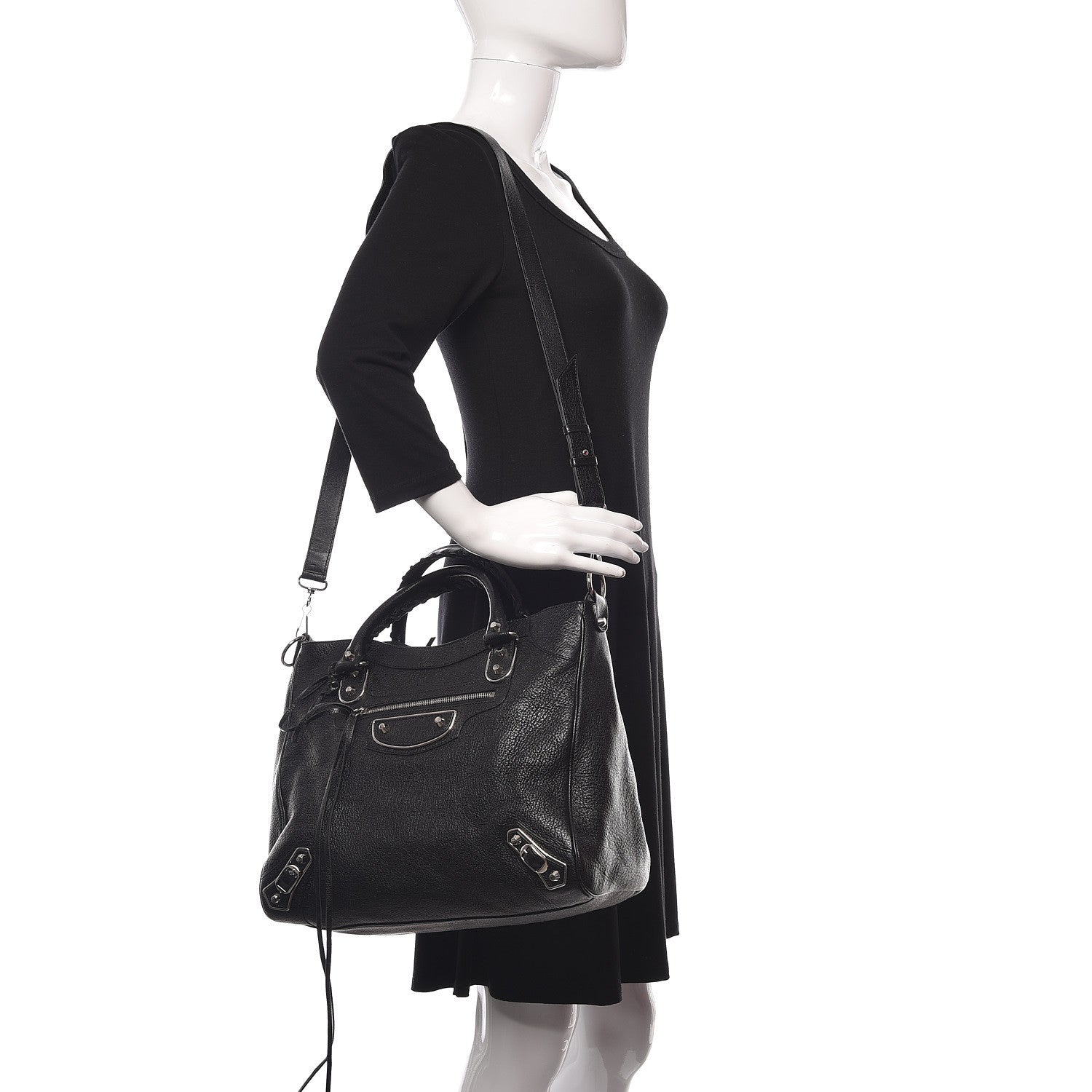 Balenciaga Chevre Silver Metallic Edge Hardware Velo Black 2 of 11
