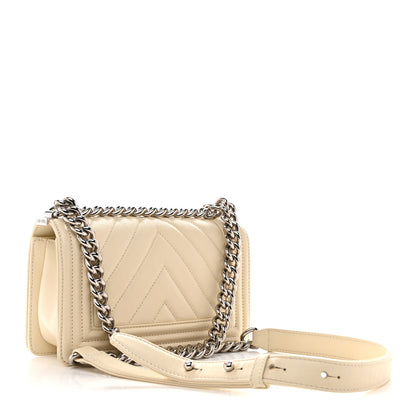 Chanel Calfskin Chevron Quilted Small Boy Flap Light Beige 3 of 10