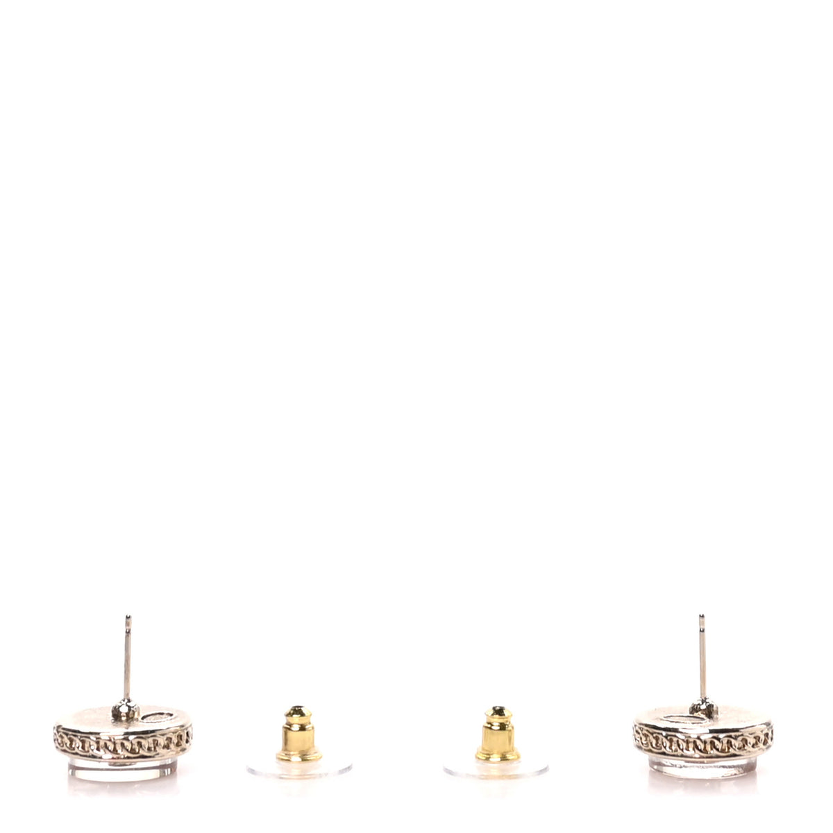 Chanel Resin CC Turnlock Stud Earrings Pink Gold 3 of 5