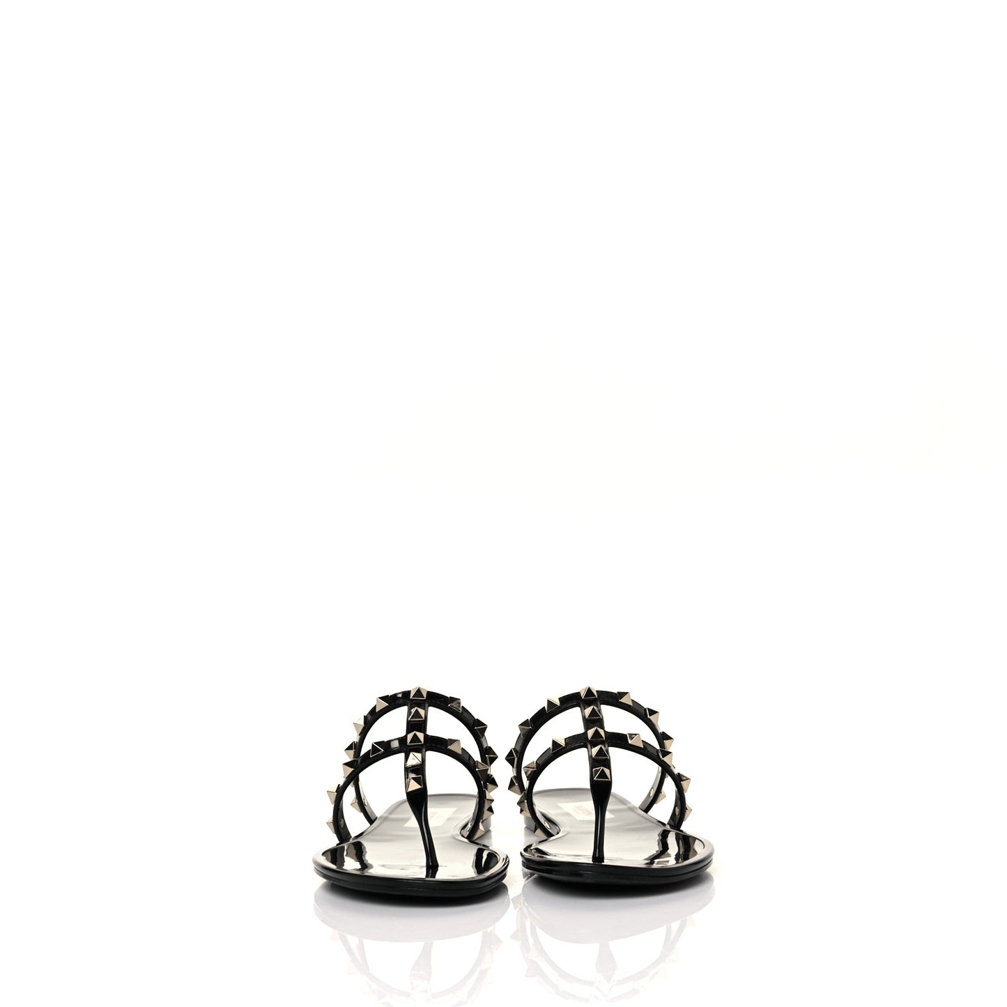 PVC Jelly Rockstud Caged Flat Thong Sandals 37 Black
