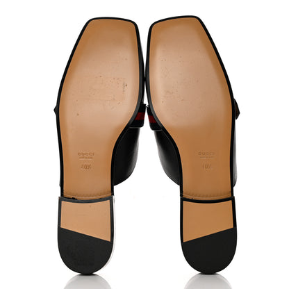Gucci Calfskin Web Womens Peyton GG Slippers 40.5 Black 5 of 9