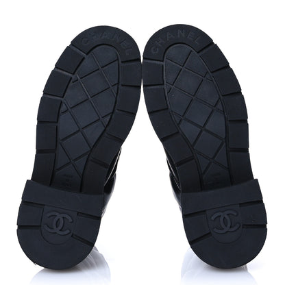 Chanel Lambskin Calfskin Quilted Lace Up Combat Boots 38 Black 6 of 12