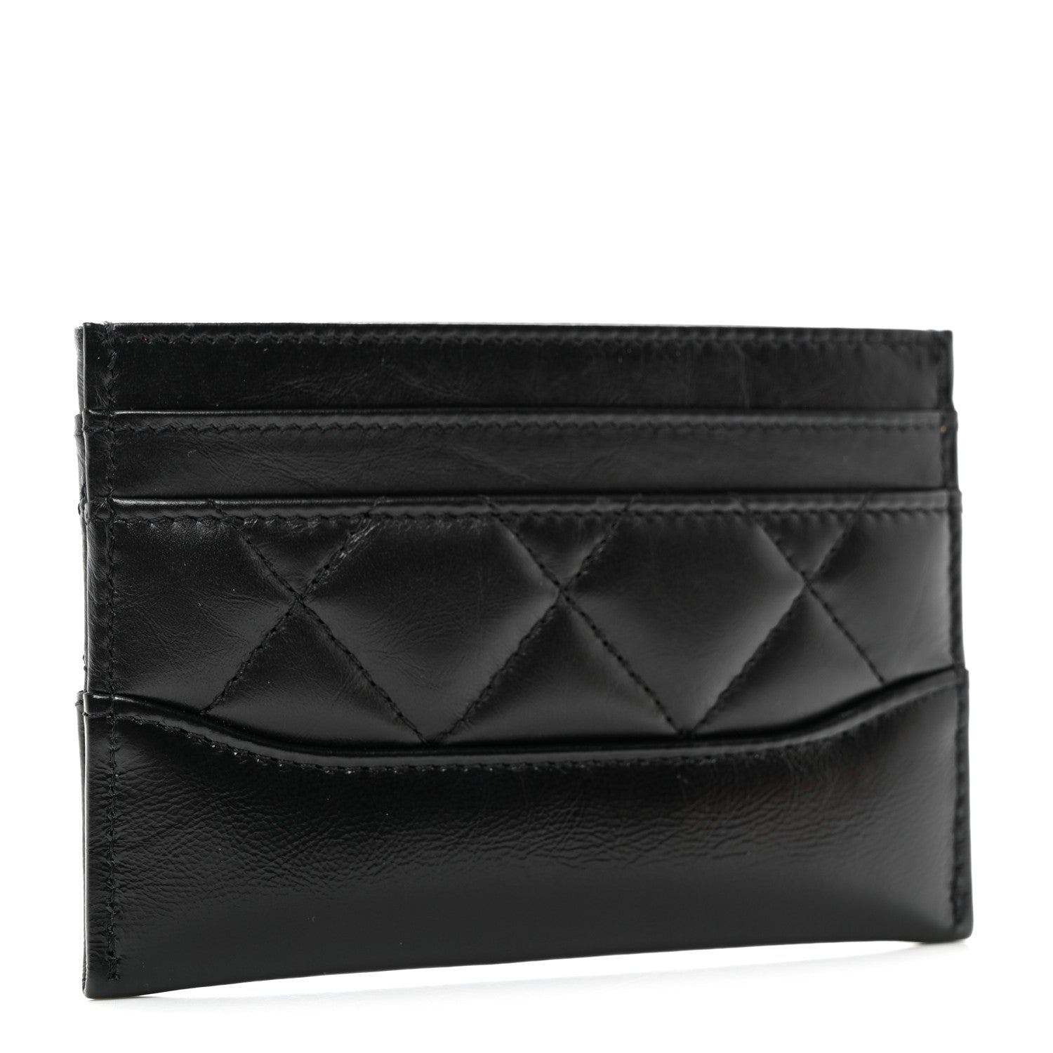 Chanel Aged Calfskin Quilted Gabrielle Card Holder Black 3 of 8