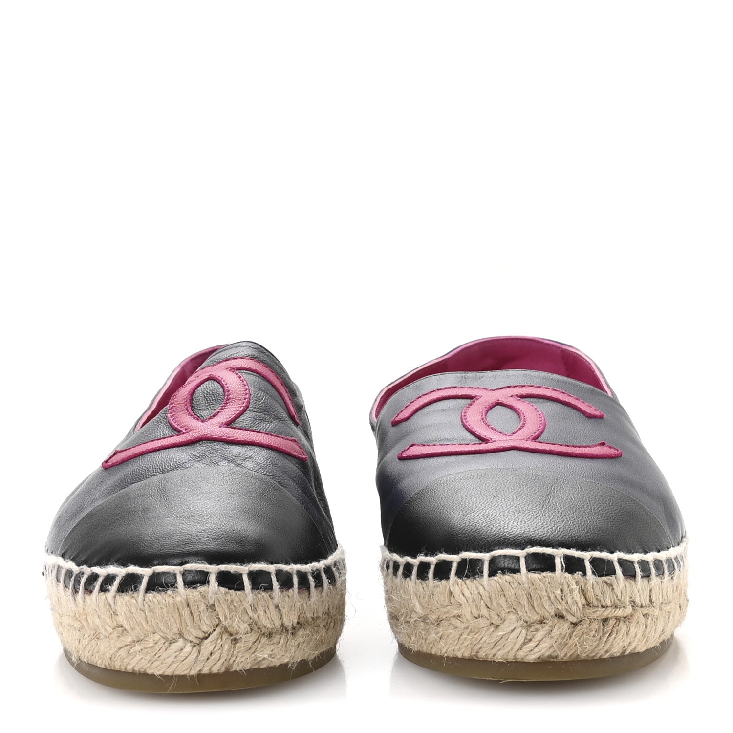 Chanel Lambskin CC Espadrilles 37 Navy Fuchsia Black 3 of 8