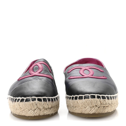 Chanel Lambskin CC Espadrilles 37 Navy Fuchsia Black 3 of 8