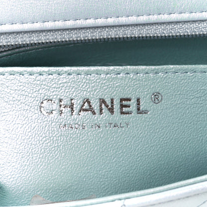 Chanel Iridescent Calfskin Quilted Mini Rectangular Flap Light Blue 6 of 11