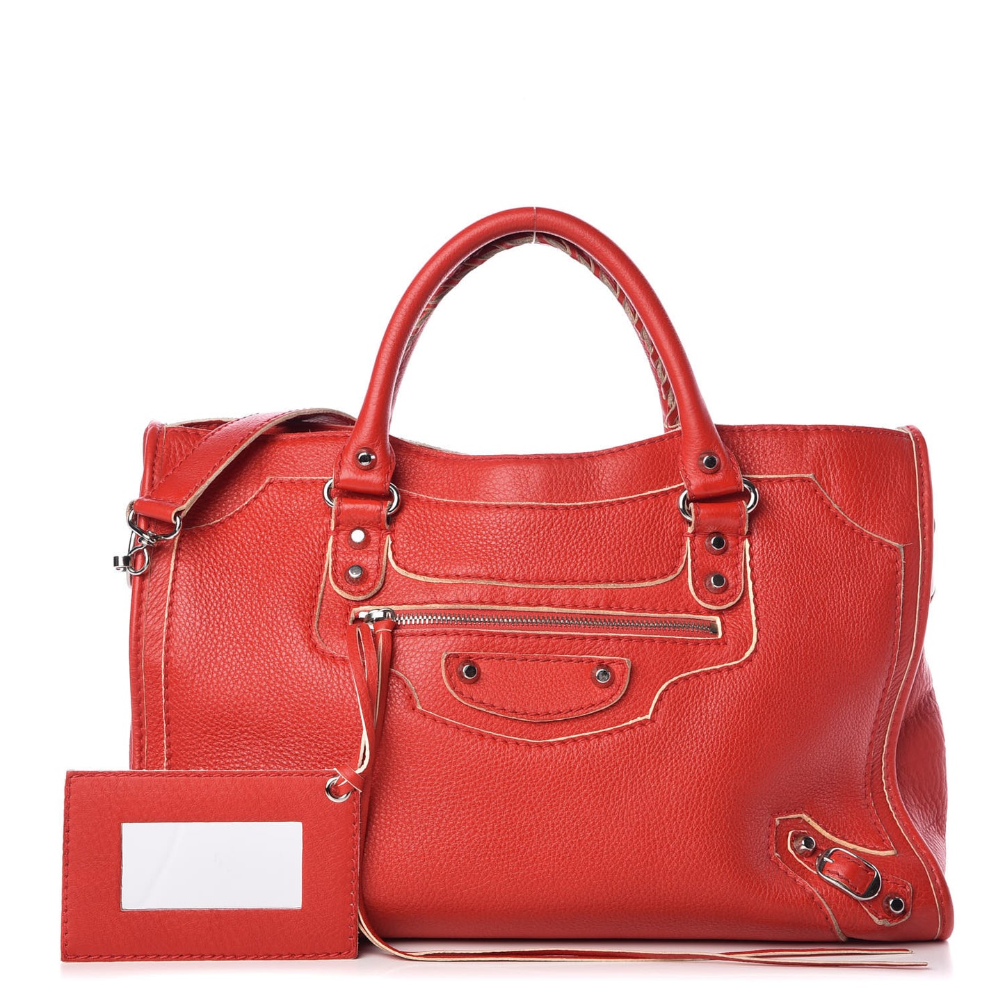 Supple Grained Calfskin Classic Silver Hardware Highlight City Rouge Fraise