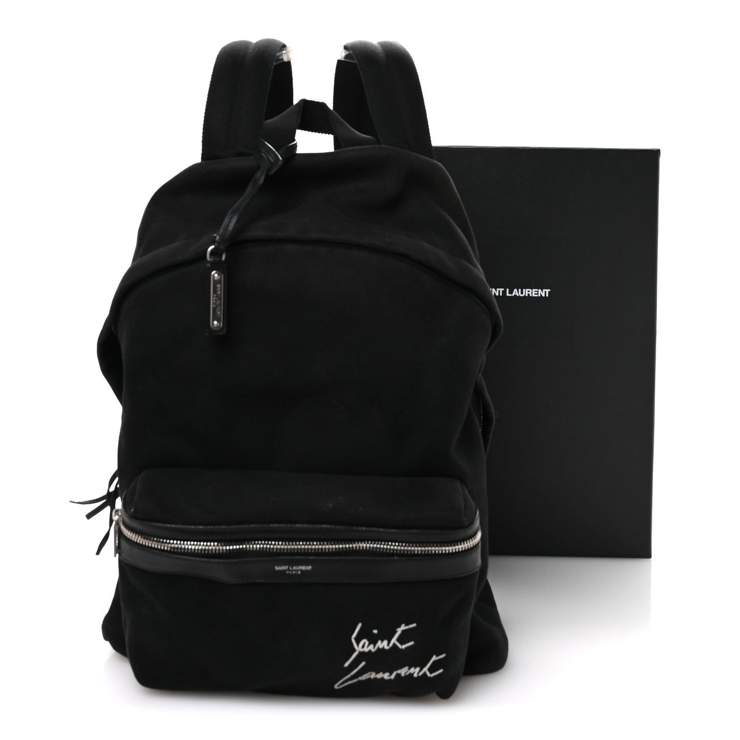 Canvas Signature Embroidered City Backpack Black