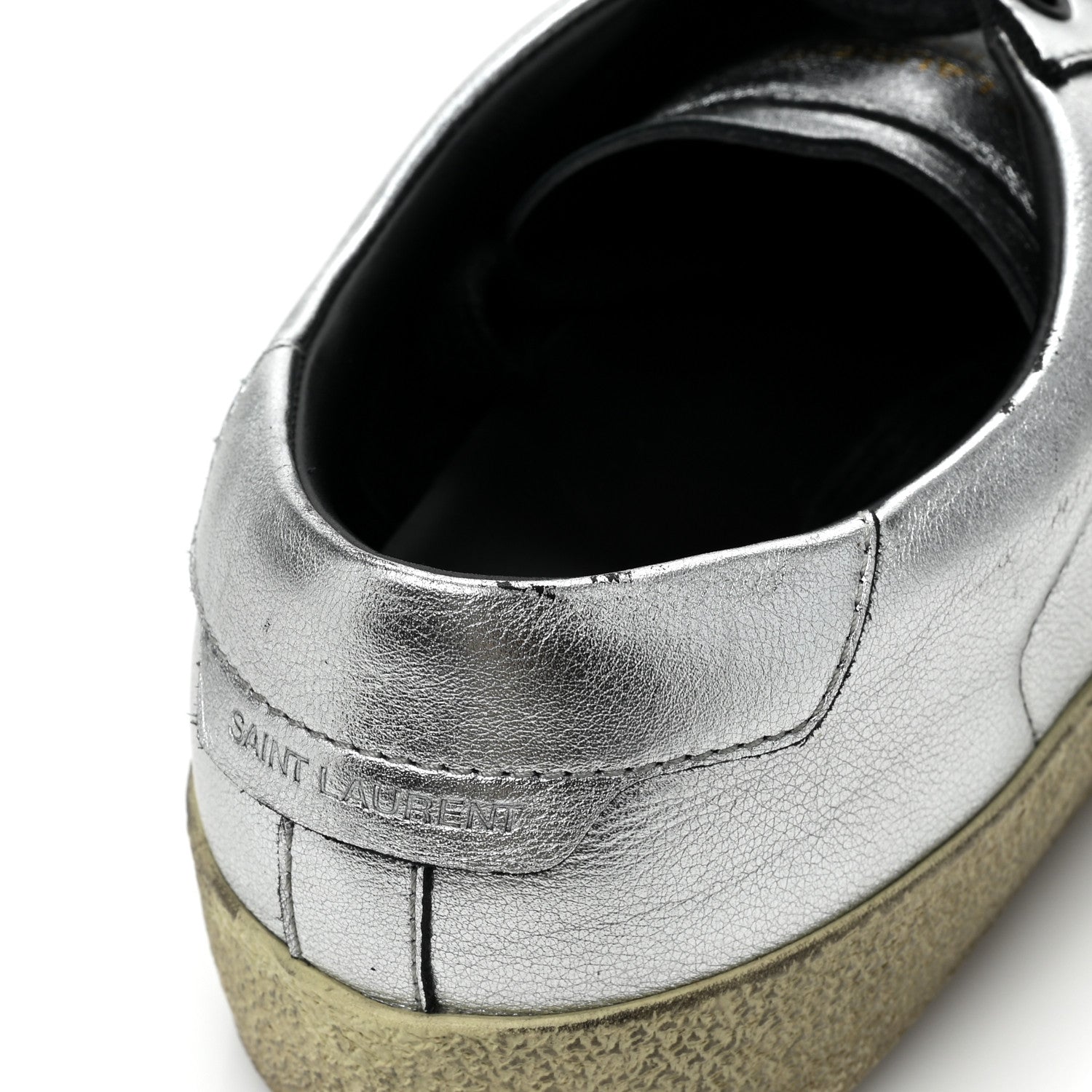 Saint Laurent Metallic Calfskin Womens Court Classic Sneakers 38.5 Silver 12 of 13