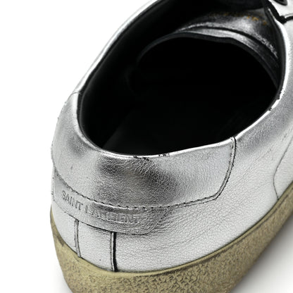 Saint Laurent Metallic Calfskin Womens Court Classic Sneakers 38.5 Silver 12 of 13