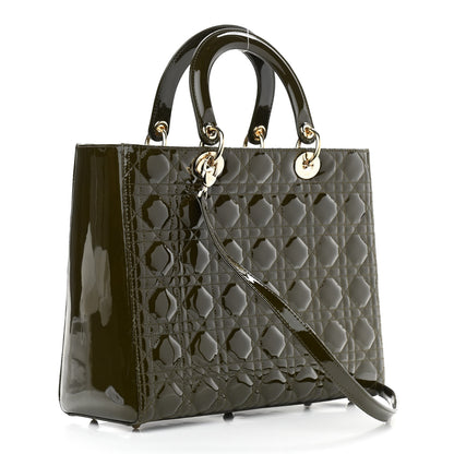 Christian Dior Patent Cannage Large Lady Dior Olive 2 of 9