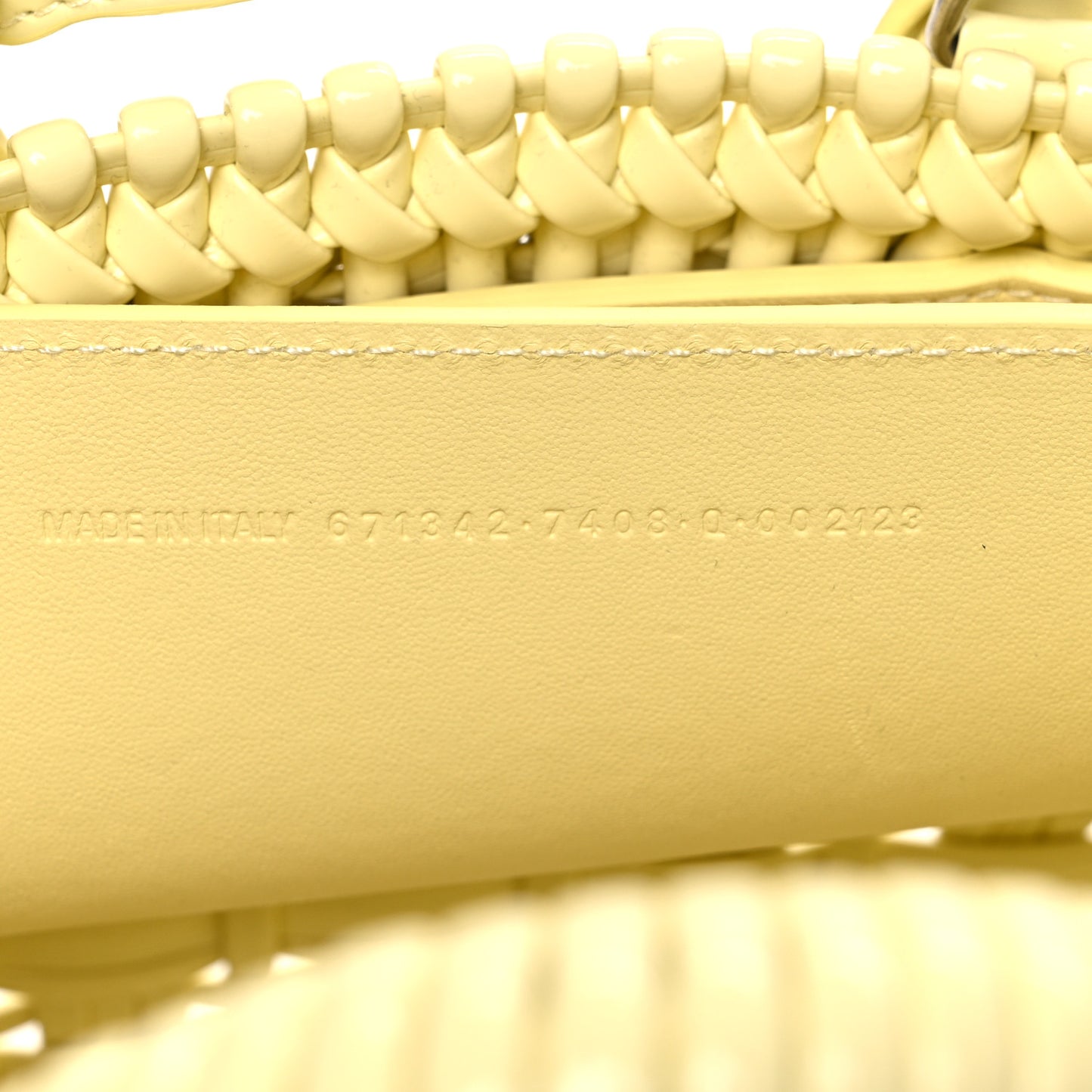 Varnished Faux Calfskin Braided XS Bistro Basket Pale Yellow