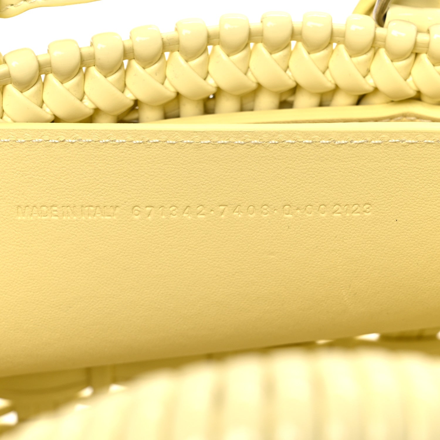 Balenciaga Varnished Faux Calfskin Braided XS Bistro Basket Pale Yellow 7 of 11