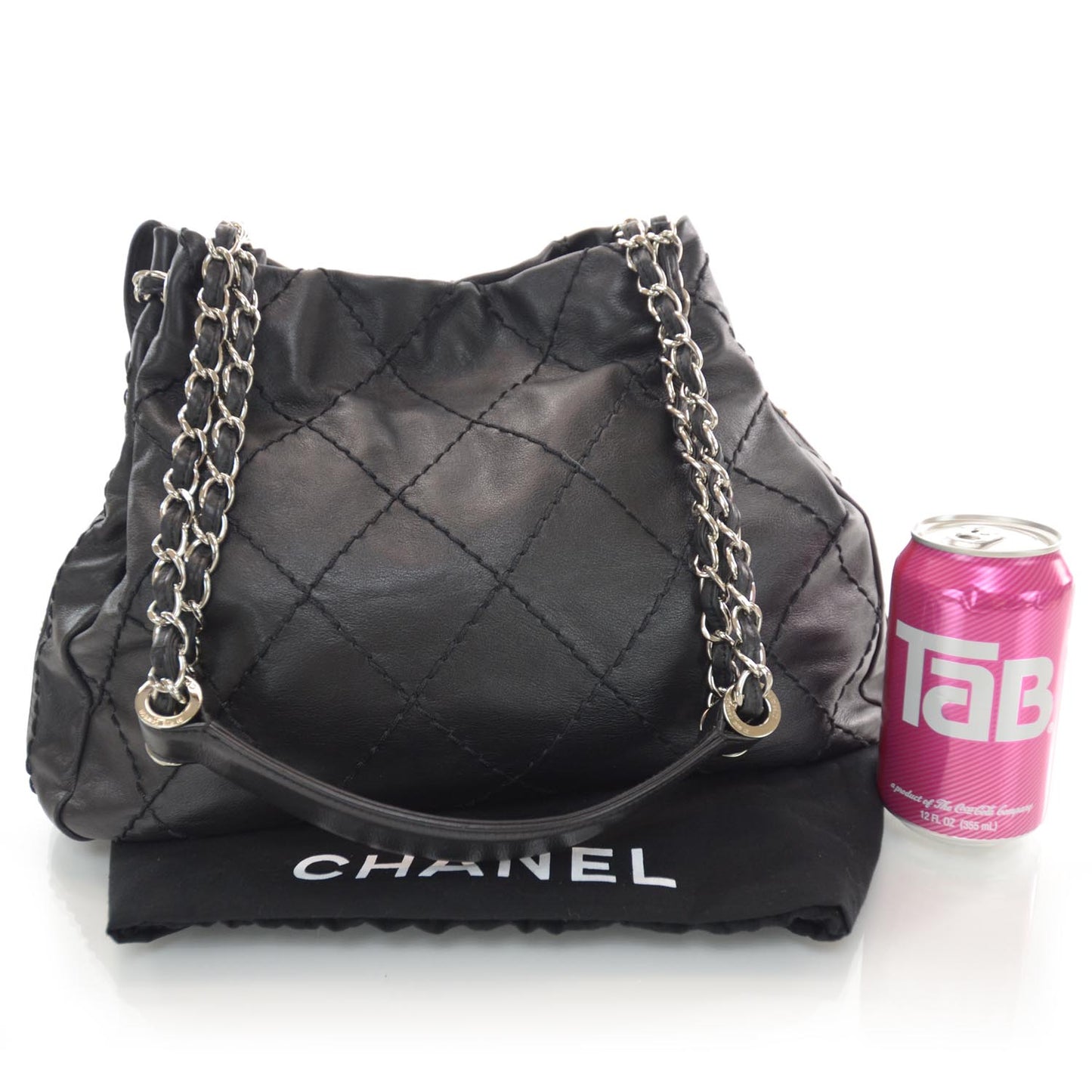 Lambskin Expandable Stitched Tote Black