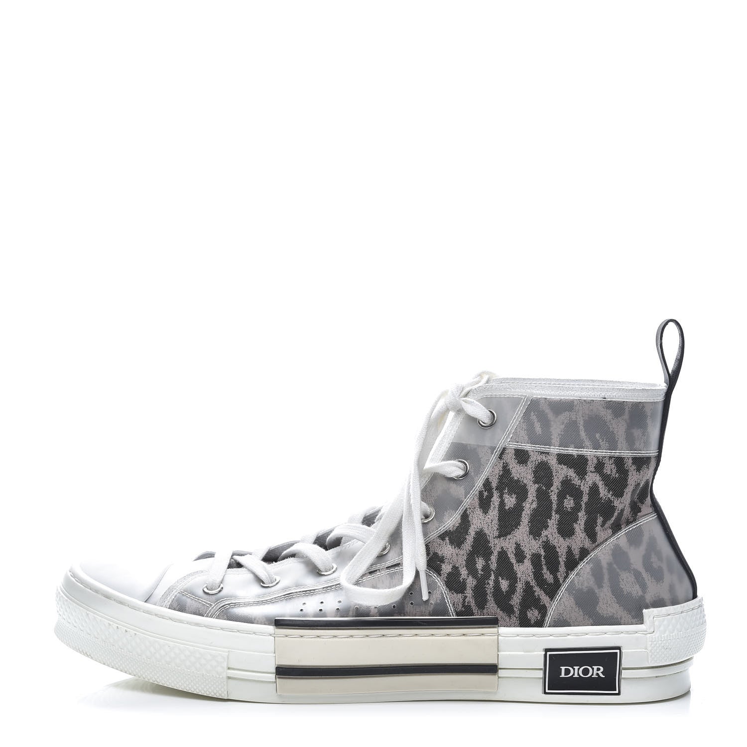 Christian Dior Canvas Leopard Print Mens B23 High Top Sneakers 45 White 1 of 10
