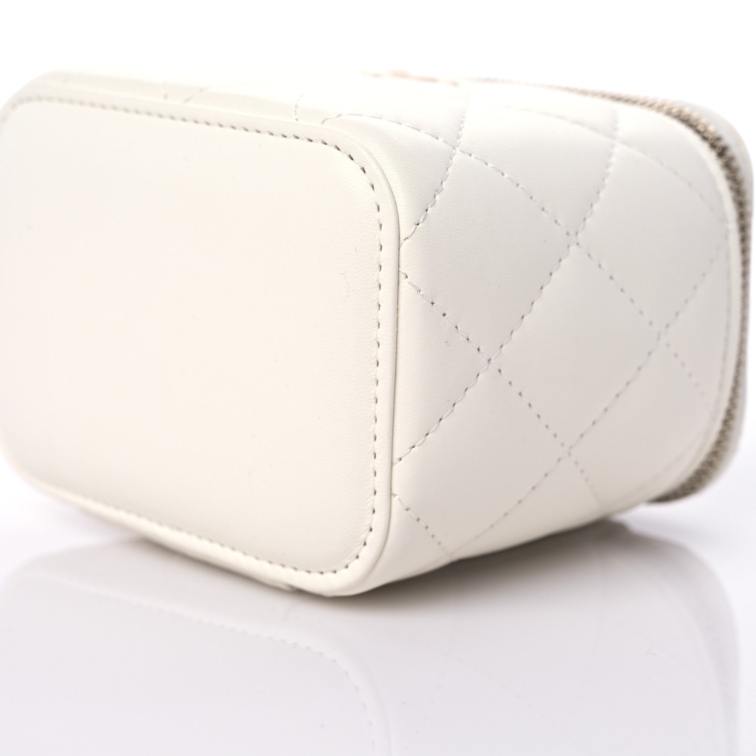 Chanel Lambskin Quilted Pearl Crush Mini Vanity Case With Chain White 9 of 11