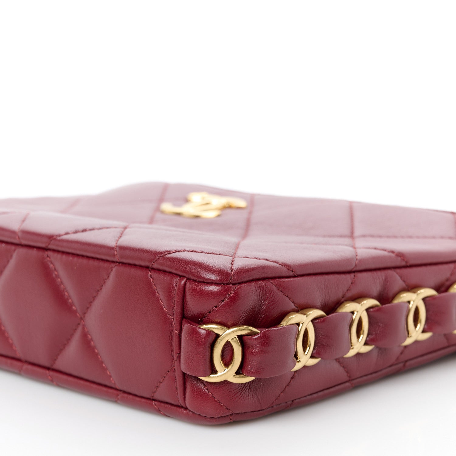 Chanel Lambskin Quilted Small CC Links Hobo Burgundy 10 of 11