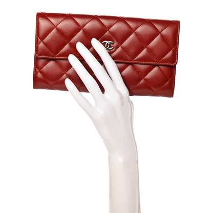 Chanel Lambskin Quilted Large Gusset Flap Wallet Red 2 of 9