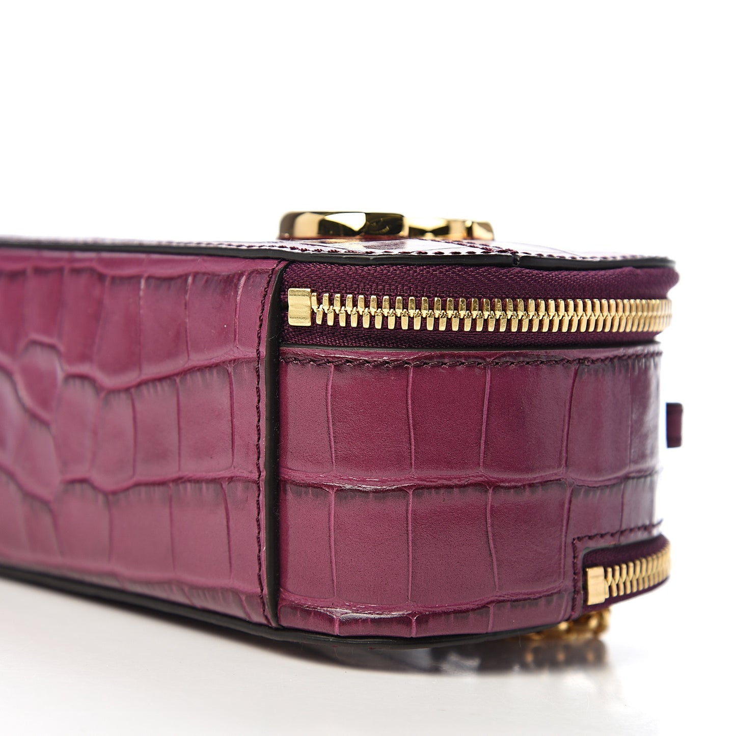 Calfskin Crocodile Embossed Mini C Vanity Bag Crushed Violet