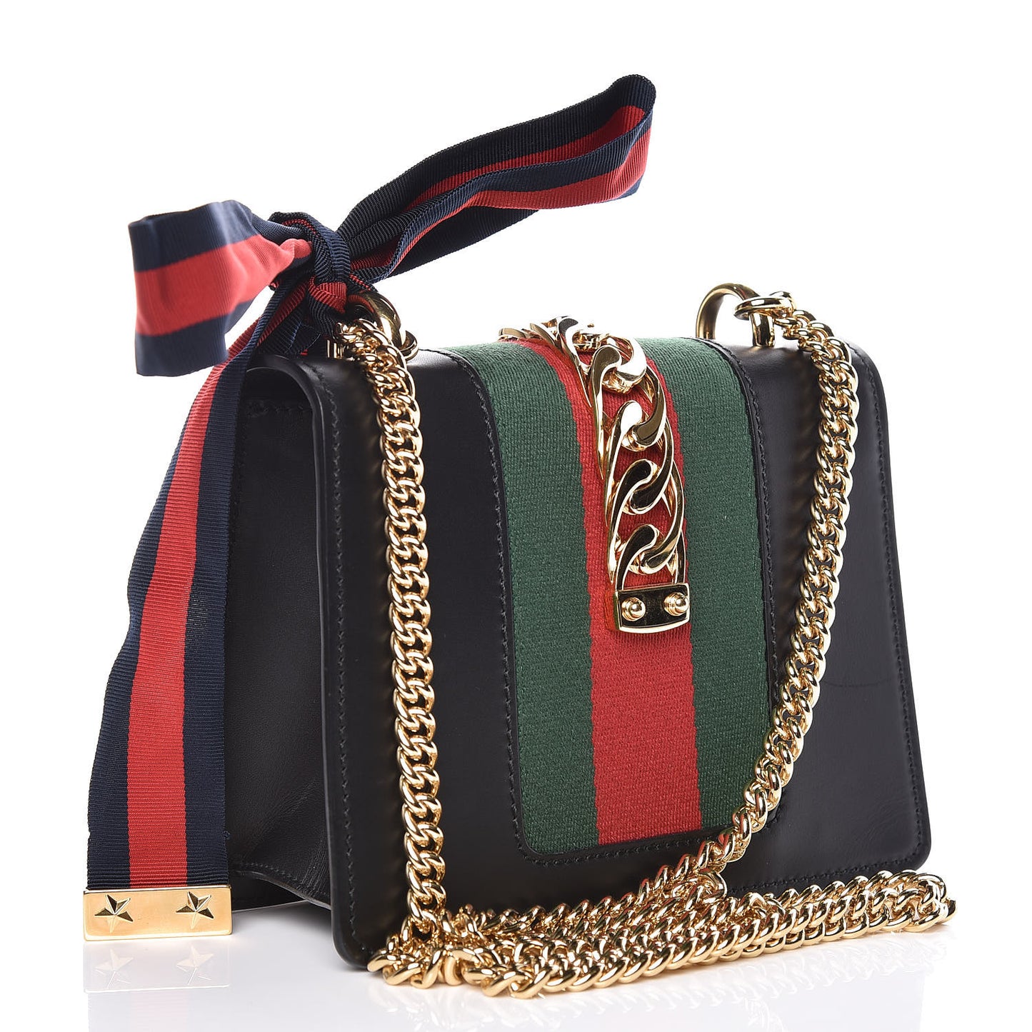 Calfskin Mini Sylvie Chain Shoulder Bag Black