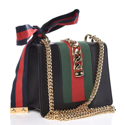 Gucci Calfskin Mini Sylvie Chain Shoulder Bag Black 3 of 11