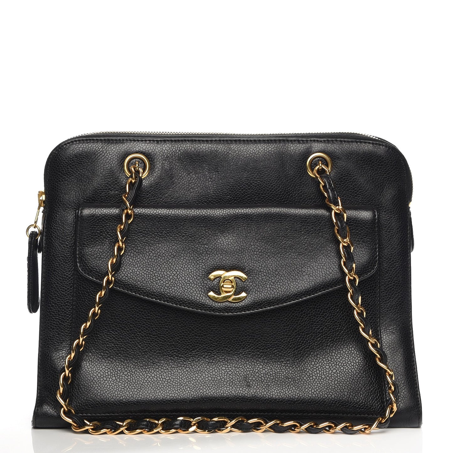 Caviar Flap Shoulder Bag Black